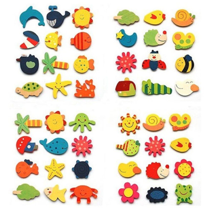 Wooden Kids Fridge Magnets (12 Pcs) Wooden Kids Fridge Magnets (12 Pcs)