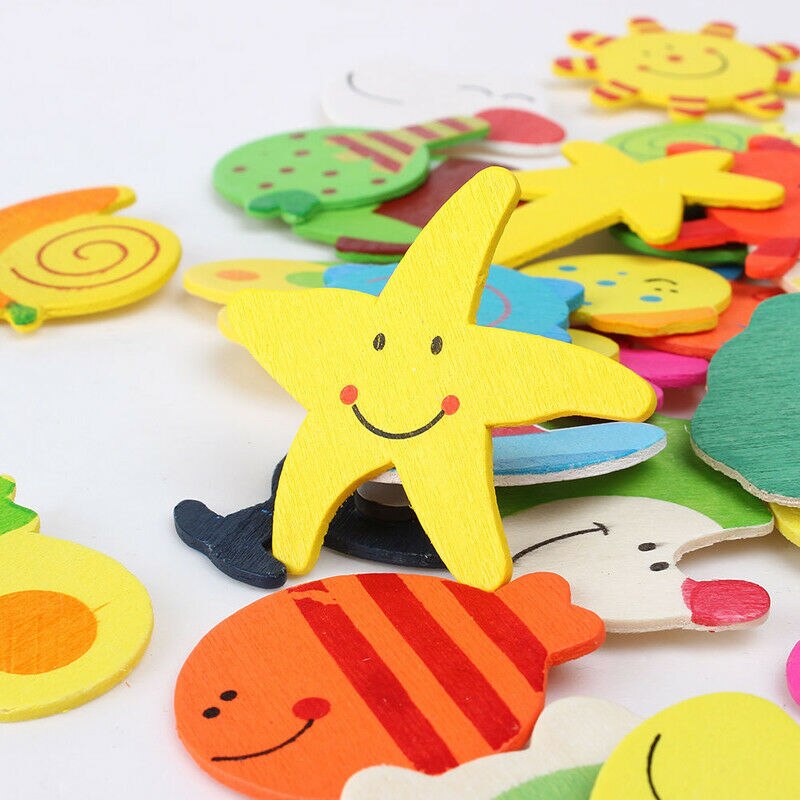 Wooden Kids Fridge Magnets (12 Pcs) Wooden Kids Fridge Magnets (12 Pcs)