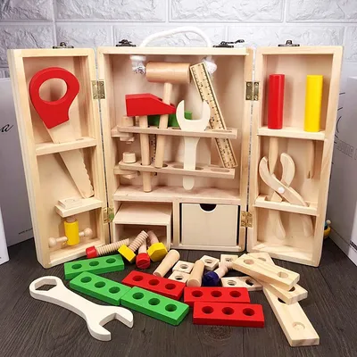 Wooden Kids Tool Box Kit (20pcs) Wooden Kids Tool Box Kit (20pcs)