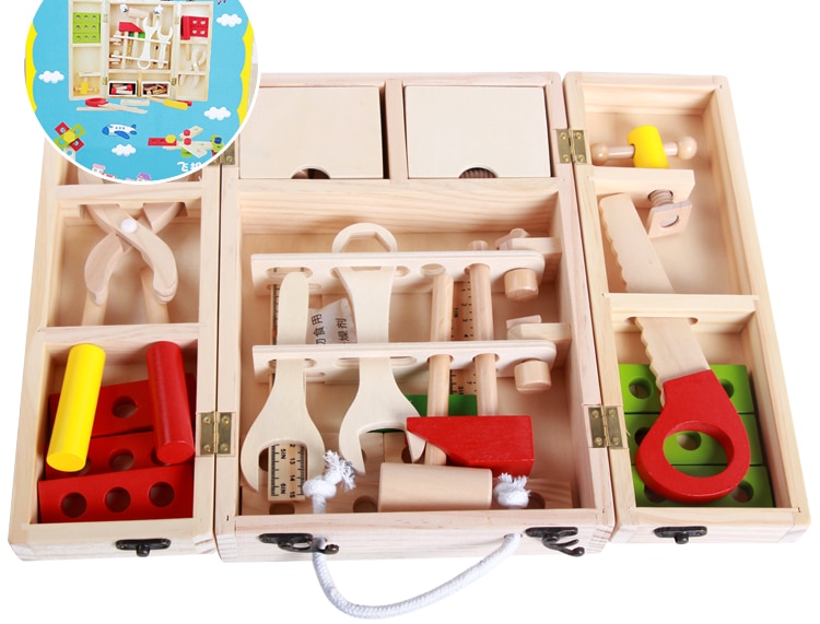 Wooden Kids Tool Box Kit (20pcs) Wooden Kids Tool Box Kit (20pcs)