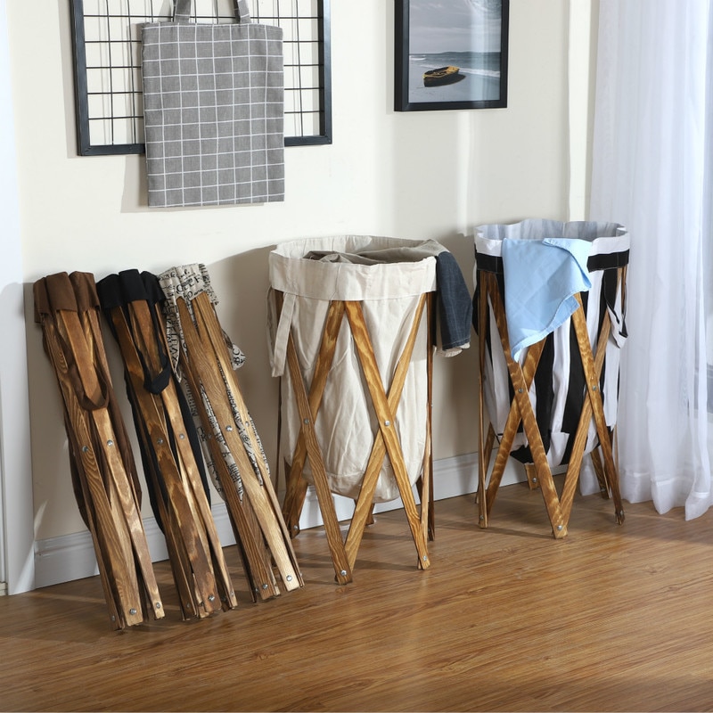 Wooden Laundry Basket with Fabric Liner Wooden Laundry Basket with Fabric Liner