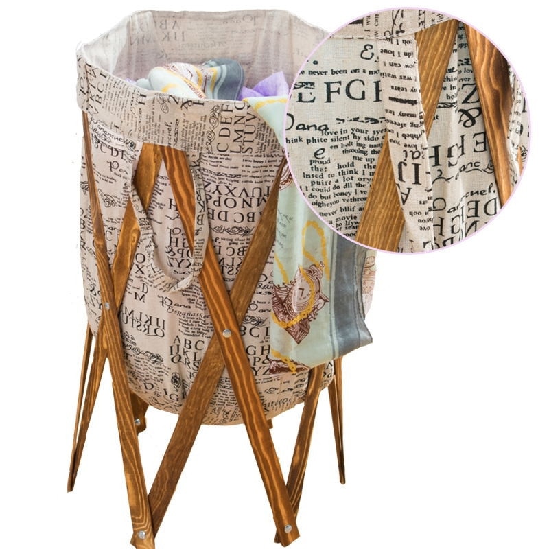 Wooden Laundry Basket with Fabric Liner