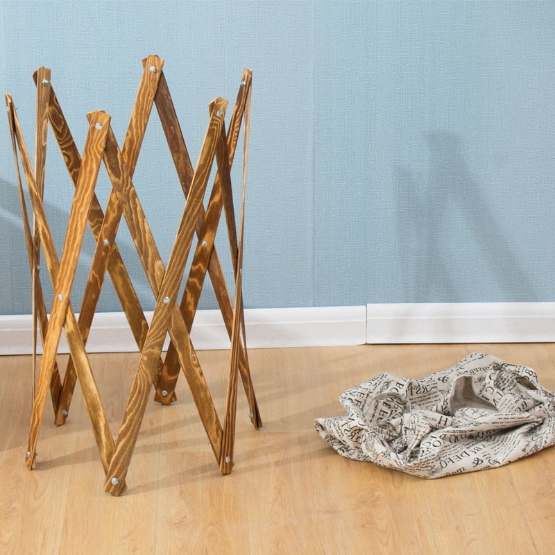 Wooden Laundry Basket with Fabric Liner