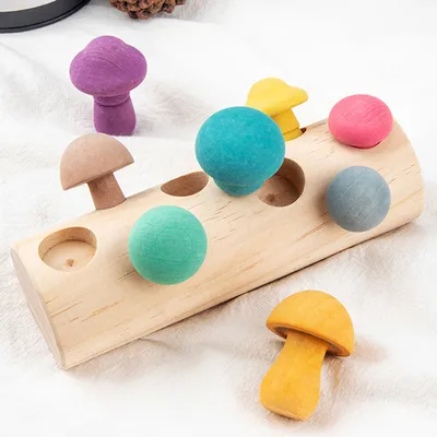 Wooden Mushroom Toys Picking Game