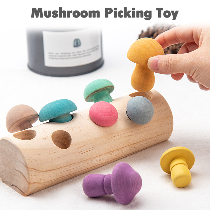 Wooden Mushroom Toys Picking Game