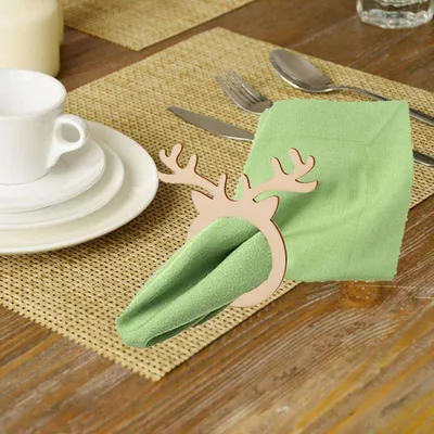 Wooden Napkin Rings Deer Design (10pcs)