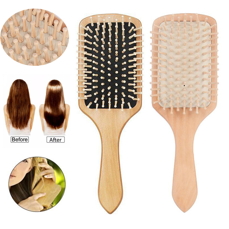 Wooden Paddle Hair Brush Scalp Massager Wooden Paddle Hair Brush Scalp Massager