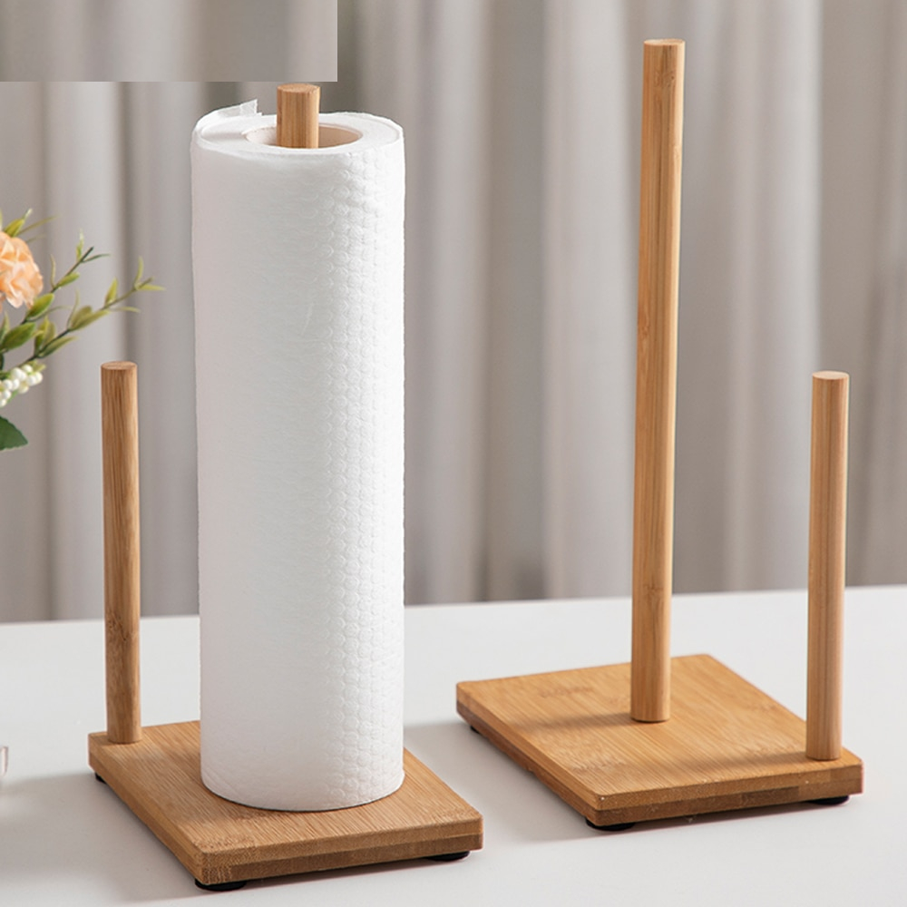 Wooden Paper Towel Stand with 2 Rods Wooden Paper Towel Stand with 2 Rods