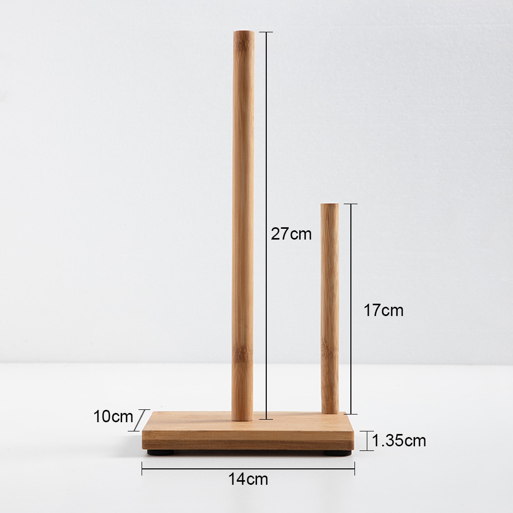 Wooden Paper Towel Stand with 2 Rods