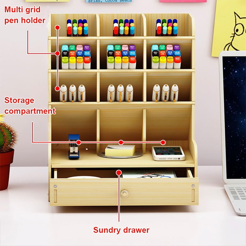 Wooden Pen Organizer for Desk
