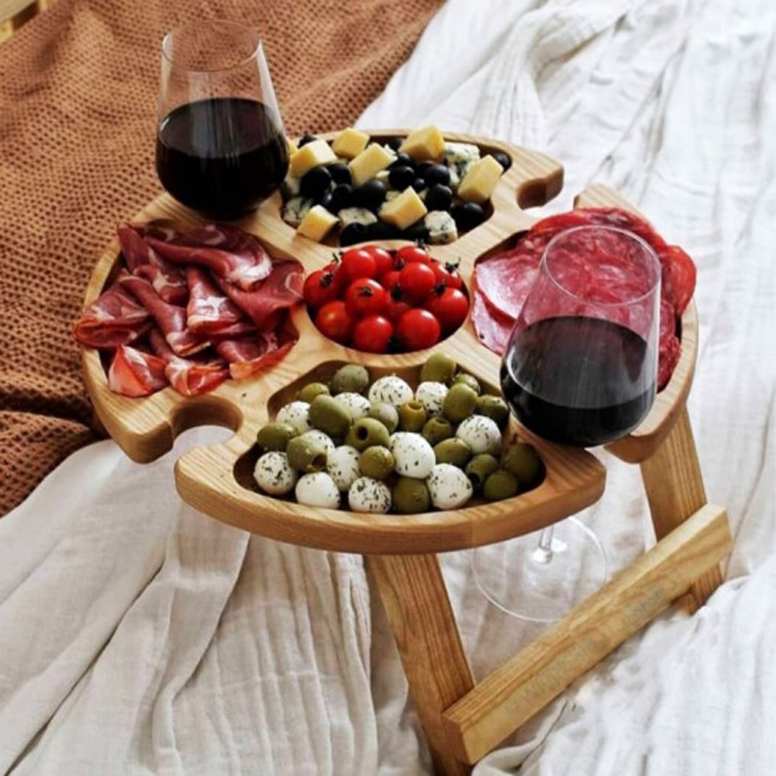 Wooden Picnic Table with Wine Holder Wooden Picnic Table with Wine Holder
