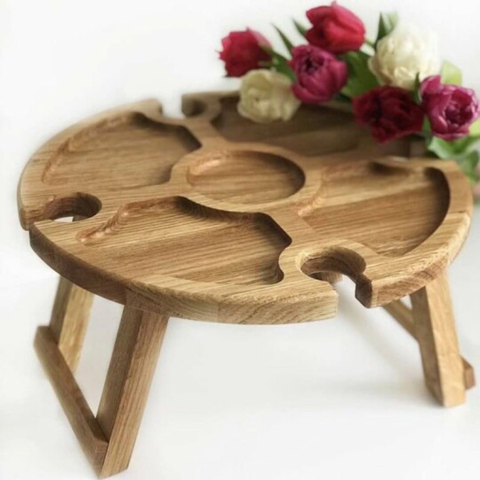 Wooden Picnic Table with Wine Holder Wooden Picnic Table with Wine Holder