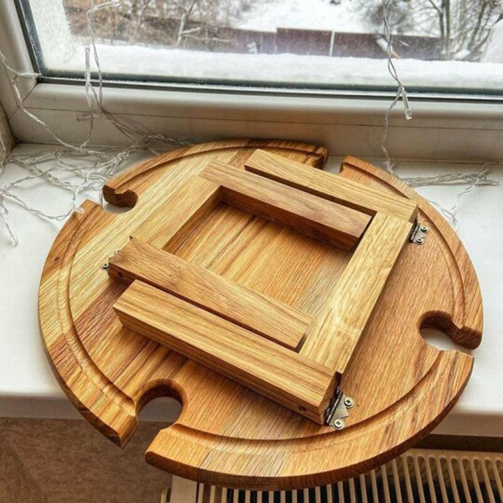 Wooden Picnic Table with Wine Holder Wooden Picnic Table with Wine Holder