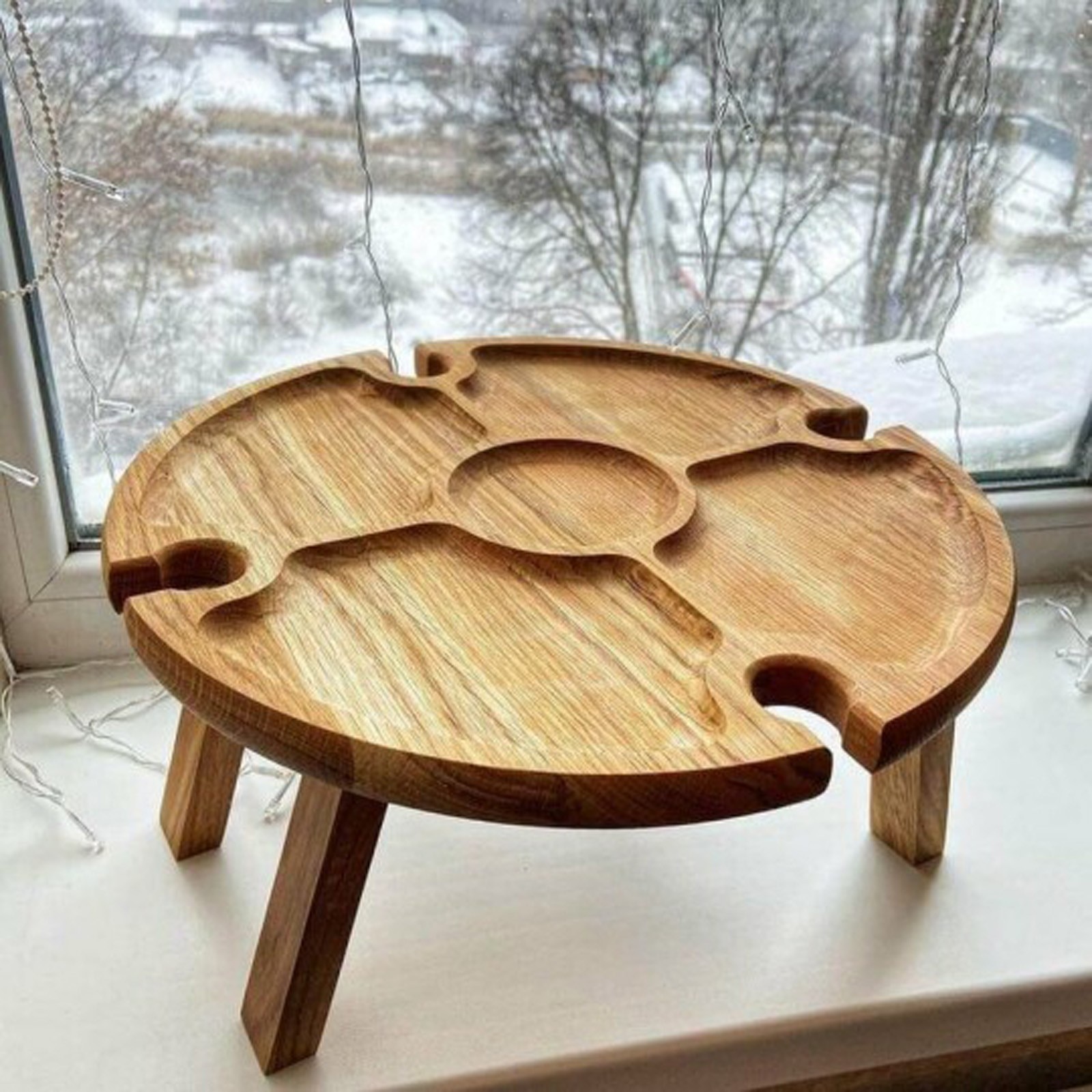 Wooden Picnic Table with Wine Holder Wooden Picnic Table with Wine Holder