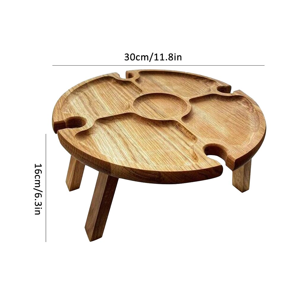 Wooden Portable Wine and Cheese Table Wooden Portable Wine and Cheese Table