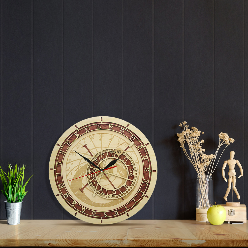 Wooden Prague Astronomical Wall Clock Wooden Prague Astronomical Wall Clock