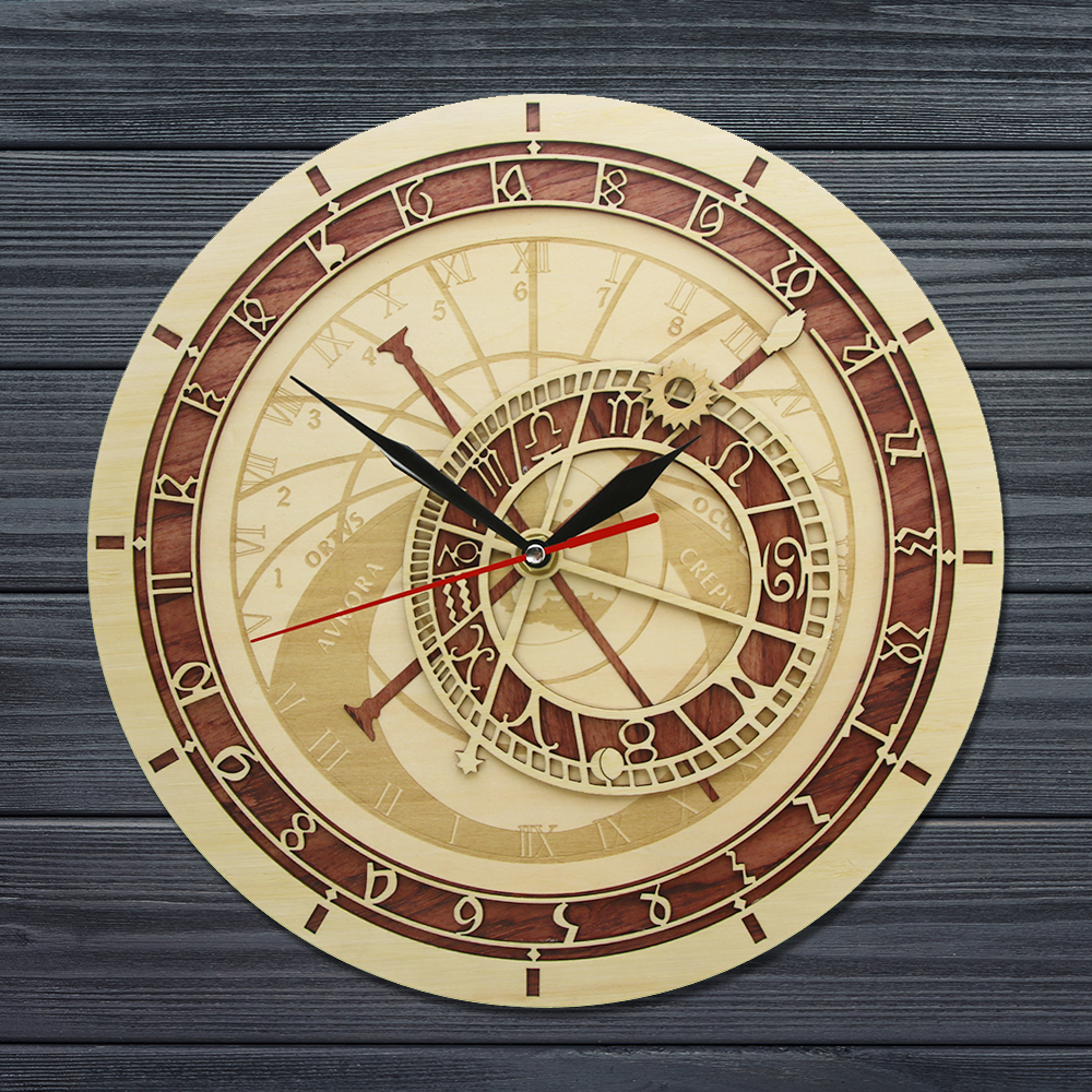 Wooden Prague Astronomical Wall Clock Wooden Prague Astronomical Wall Clock