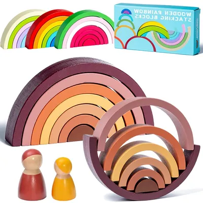 Wooden Rainbow Stacker Building Toy Wooden Rainbow Stacker Building Toy