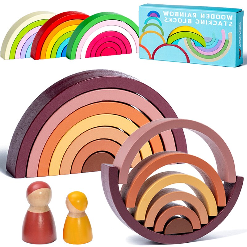 Wooden Rainbow Stacker Building Toy