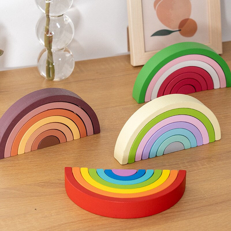Wooden Rainbow Stacker Building Toy Wooden Rainbow Stacker Building Toy