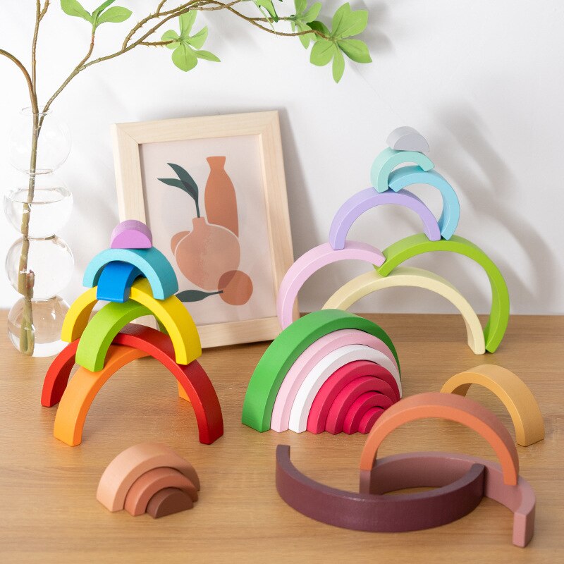 Wooden Rainbow Stacker Building Toy Wooden Rainbow Stacker Building Toy
