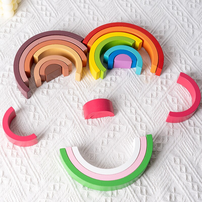 Wooden Rainbow Stacker Building Toy Wooden Rainbow Stacker Building Toy