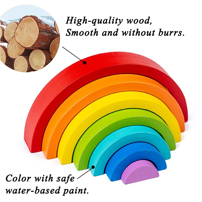 Wooden Rainbow Stacker Building Toy Wooden Rainbow Stacker Building Toy