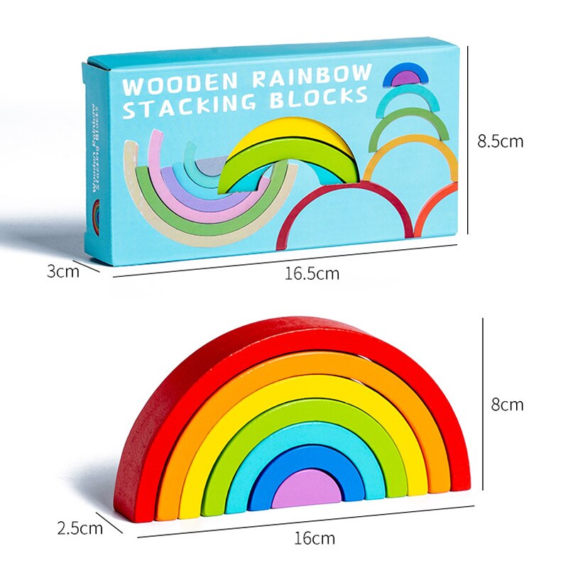 Wooden Rainbow Stacker Building Toy Wooden Rainbow Stacker Building Toy