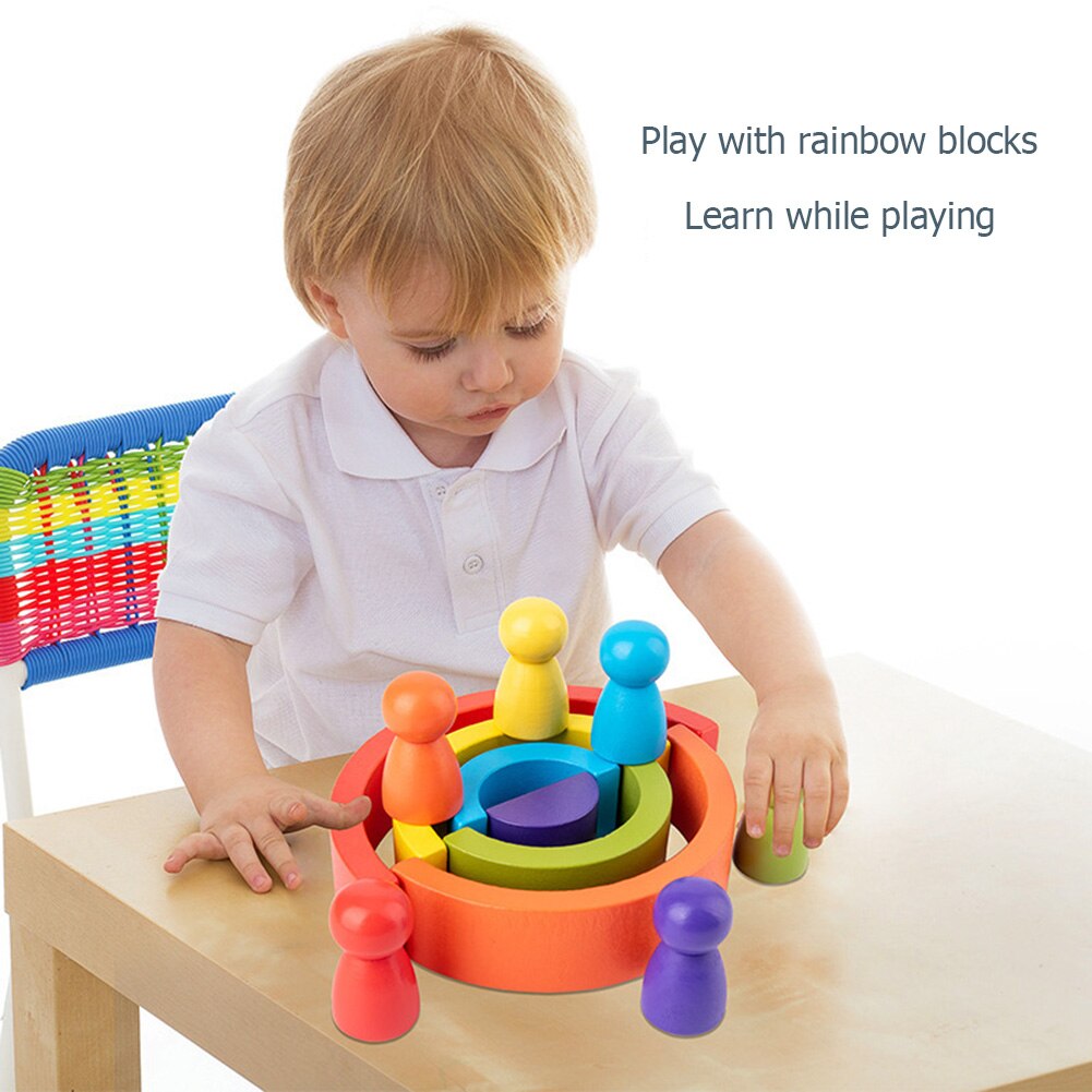 Wooden Rainbow Stacking Toy (12pcs) Wooden Rainbow Stacking Toy (12pcs)