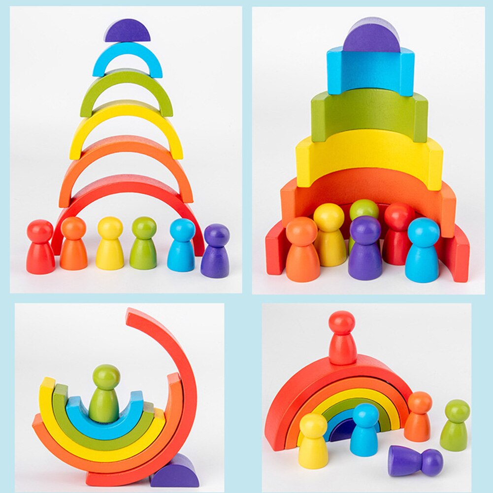 Wooden Rainbow Stacking Toy (12pcs) Wooden Rainbow Stacking Toy (12pcs)
