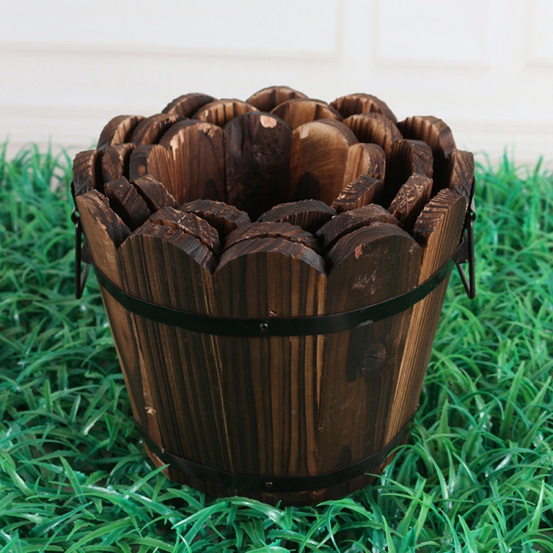 Wooden Retro Barrel Flower Pot