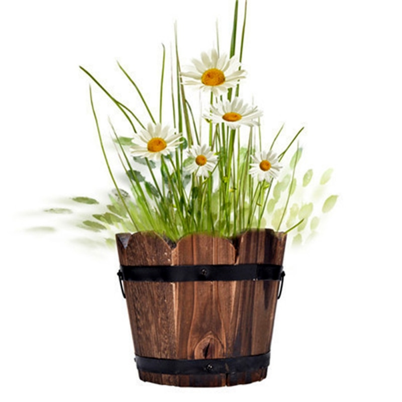Wooden Retro Barrel Flower Pot