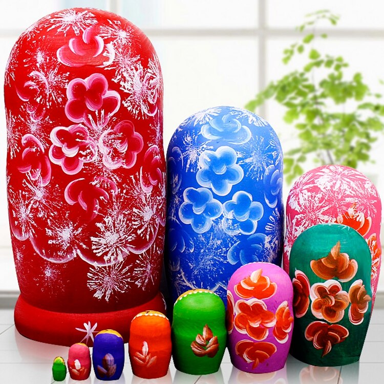 Wooden Russian Dolls 10-Piece Set