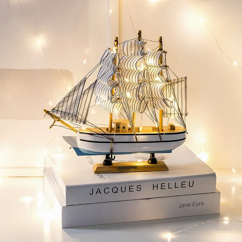 Wooden Sailboat Model Office Living Room Decoration Crafts Nautical Decoration Creative Model Home Decoration Birthday
