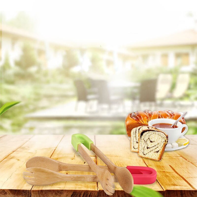 Wooden Salad Tongs Silicone Handle Wooden Salad Tongs Silicone Handle