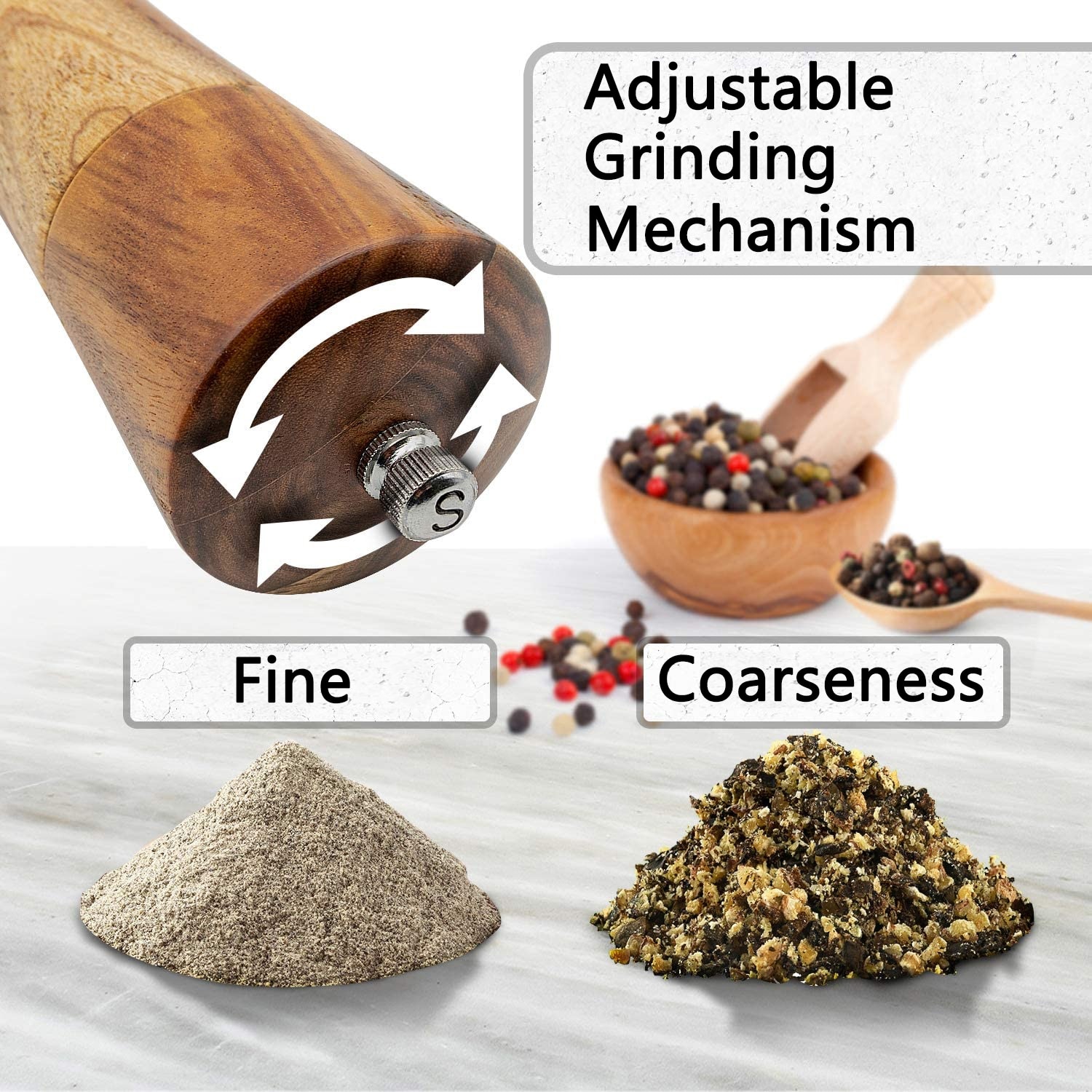 Wooden Salt and Pepper Grinders (2 pcs) Wooden Salt and Pepper Grinders (2 pcs)