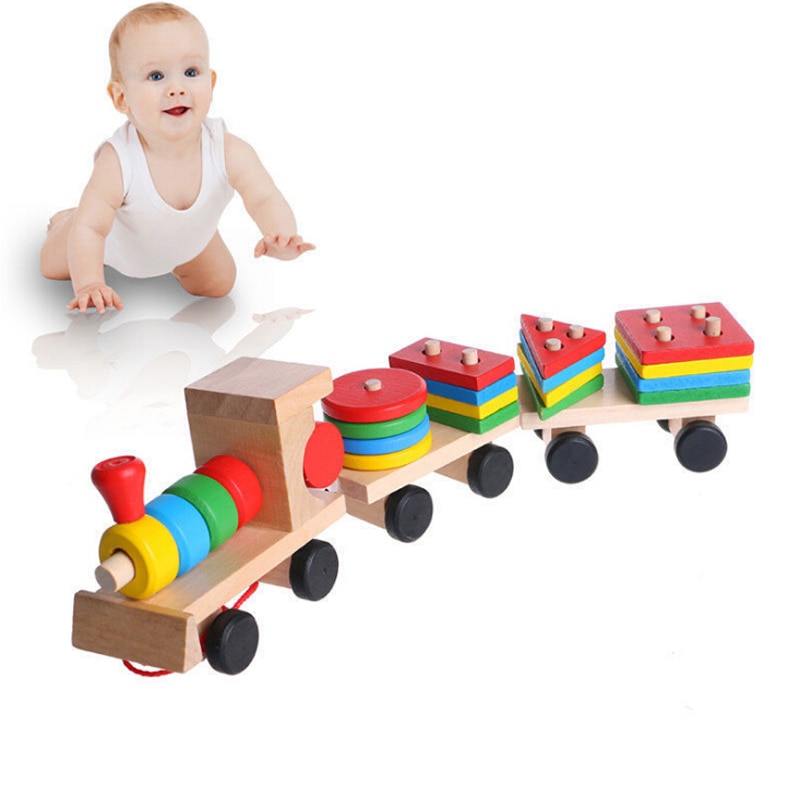 Wooden Train Toy with Blocks Set Wooden Train Toy with Blocks Set