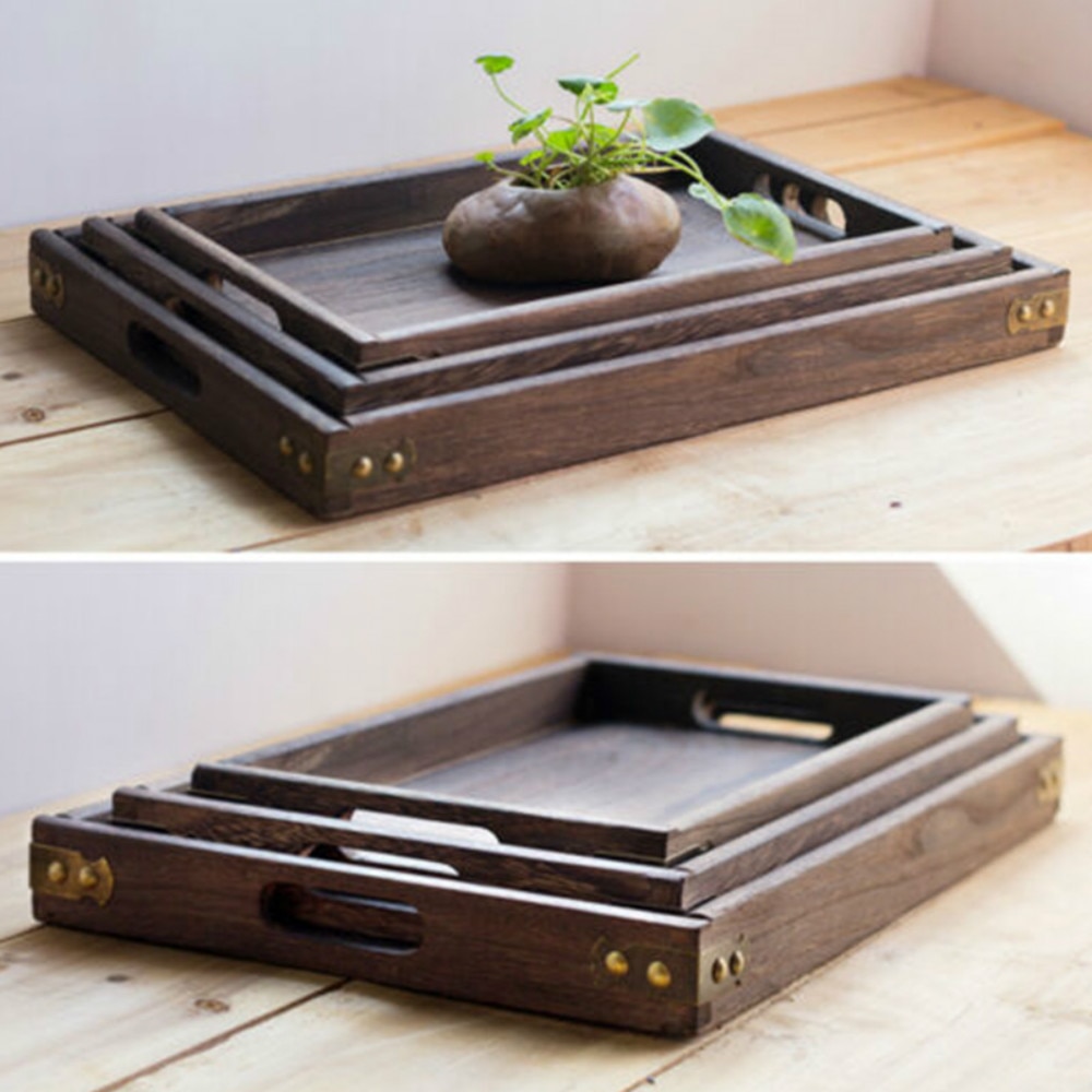 Wooden Tray with Handles Serving Tray Wooden Tray with Handles Serving Tray