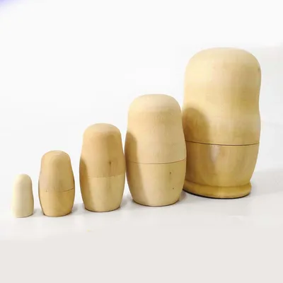 Wooden Unpainted Nesting Dolls (5 pcs) Wooden Unpainted Nesting Dolls (5 pcs)