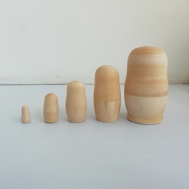 Wooden Unpainted Nesting Dolls (5 pcs) Wooden Unpainted Nesting Dolls (5 pcs)