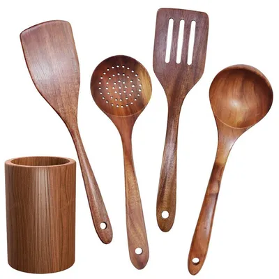 Wooden Utensils for Cooking with Holder Wooden Utensils for Cooking with Holder