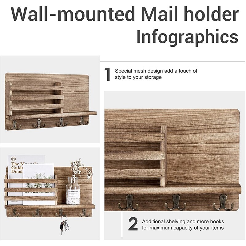 Wooden Wall Key and Mail Holder Wooden Wall Key and Mail Holder