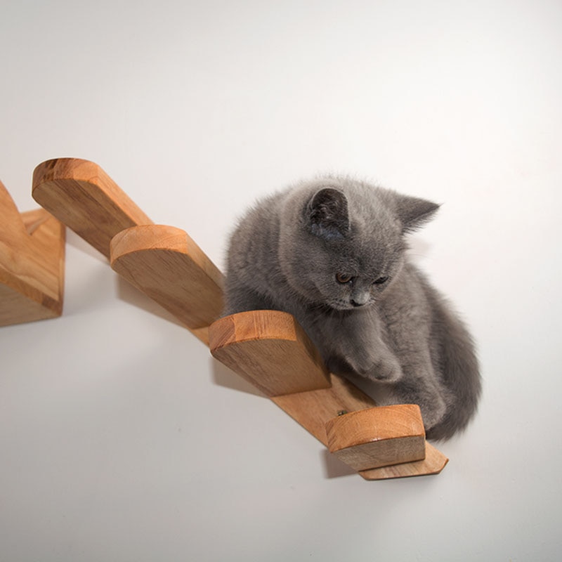 Wooden Wall Mount Cat Ladder Wooden Wall Mount Cat Ladder