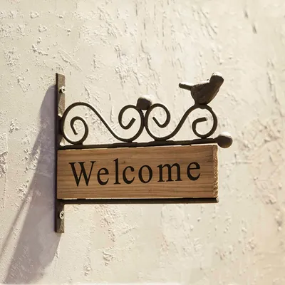 Wooden Welcome Door Sign with Iron Frame Wooden Welcome Door Sign with Iron Frame