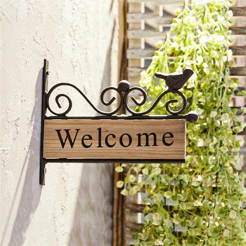 Wooden Welcome Door Sign with Iron Frame Wooden Welcome Door Sign with Iron Frame