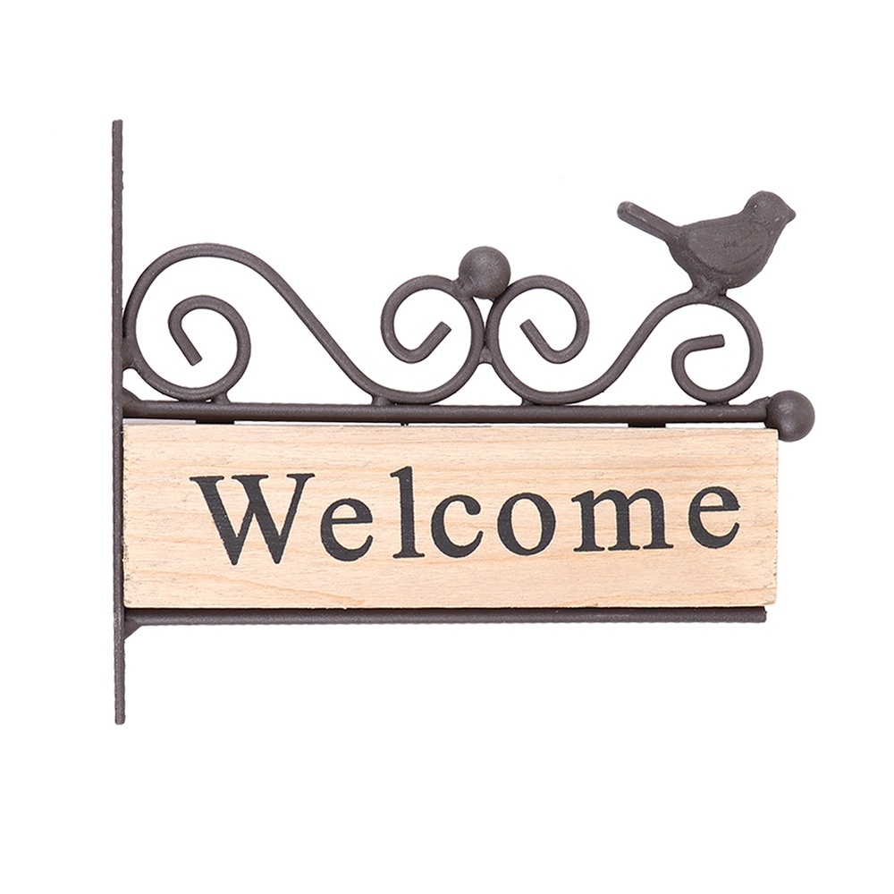Wooden Welcome Door Sign with Iron Frame Wooden Welcome Door Sign with Iron Frame