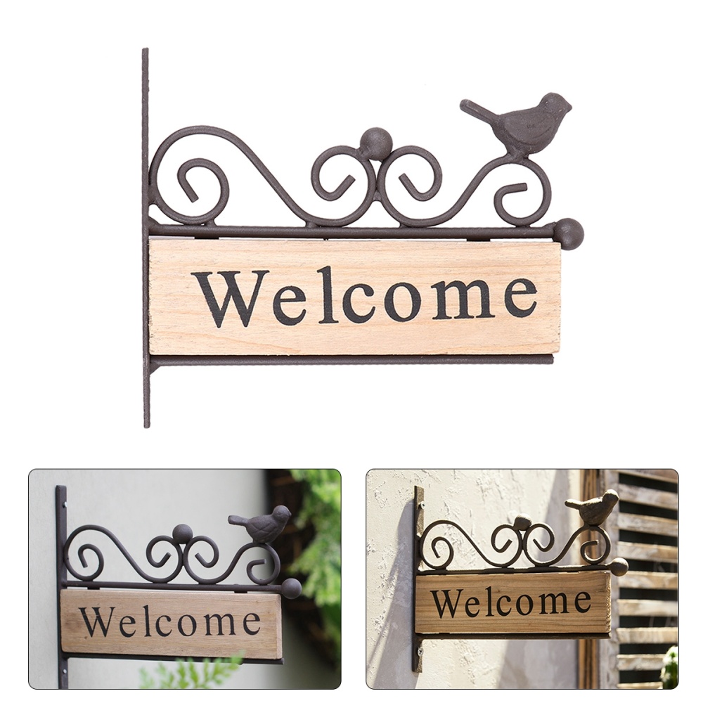 Wooden Welcome Door Sign with Iron Frame Wooden Welcome Door Sign with Iron Frame