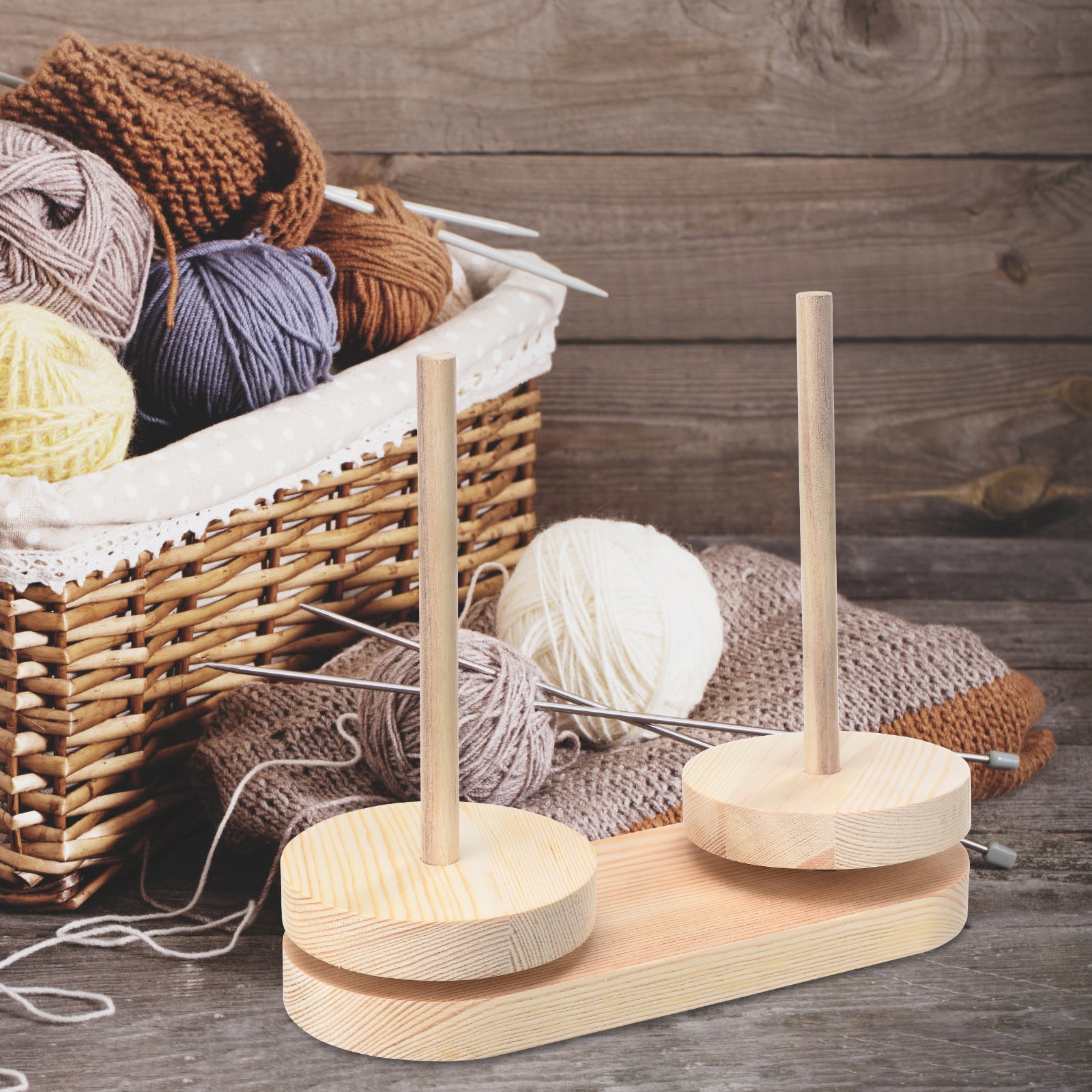 Wooden Yarn Holder Double Stand Wooden Yarn Holder Double Stand