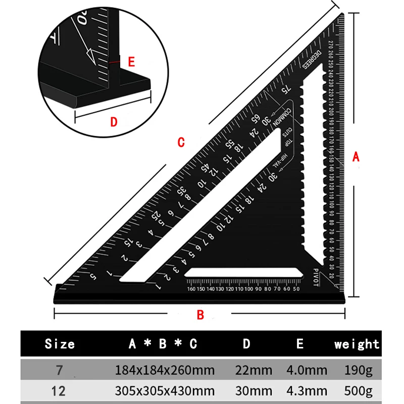 Woodworking Aluminum Alloy Triangle Gauges Measuring Gauging Tools High Precision Marker Angle Ruler Metric and Imperial Woodworking Aluminum Alloy Triangle Gauges Measuring Gauging Tools High Precision Marker Angle Ruler Metric and Imperial