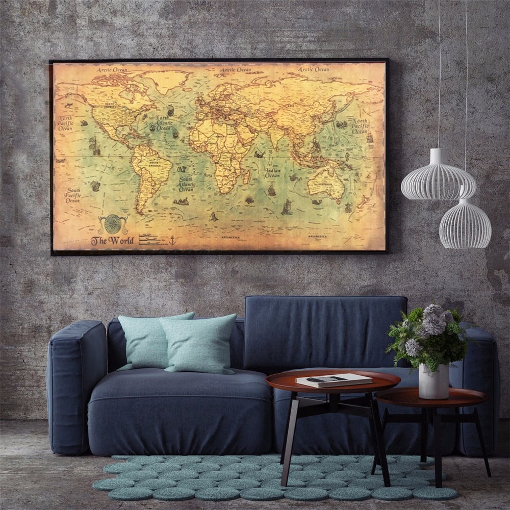 World Map Poster Retro Wall Decor World Map Poster Retro Wall Decor